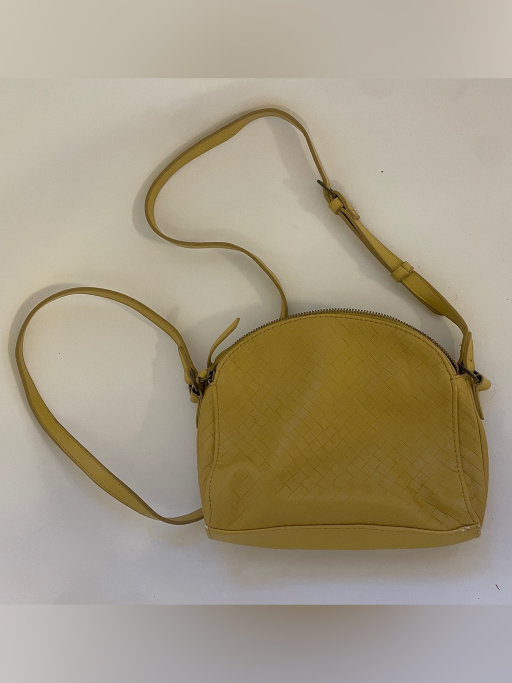 Universal Thread Yellow Mustard Embossed Weave Crossbody Bag